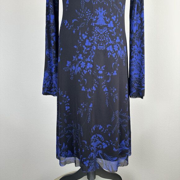 FUZZI Jean Paul Gaultier Dress Plus Size 22 Black Blue Floral Pullover Mesh NEW - Picture 11 of 15
